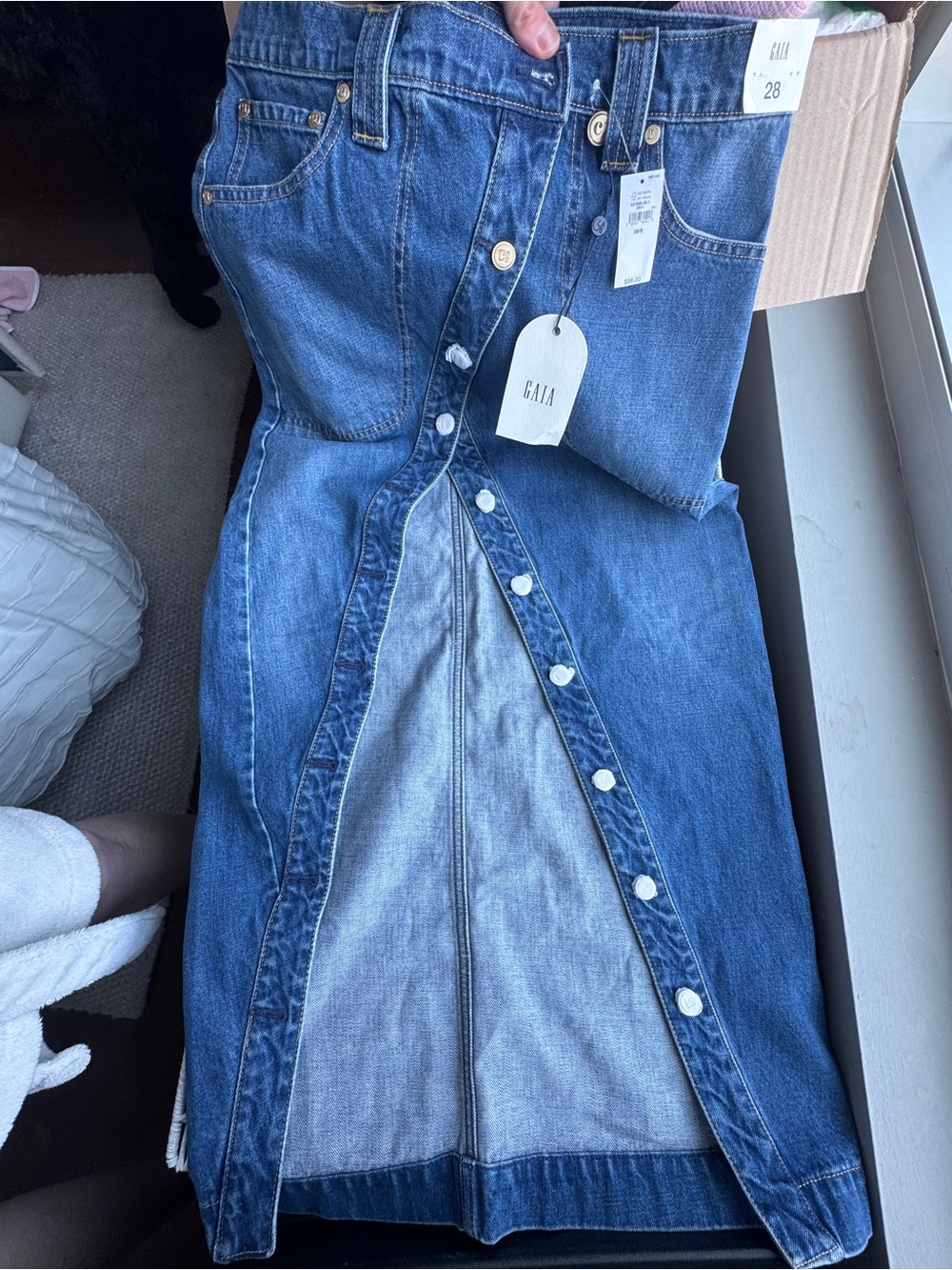 NWT Gap X CultGaia (28) Asymmetrical Denim Maxi Skirt Medium Indigo - Picture 7 of 8